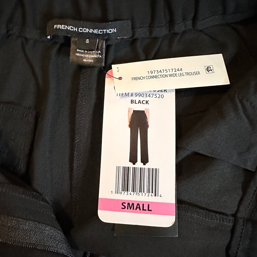 French Connection High Rise Black Wide Leg Trousers Womens Small NWT - Picture 4 of 5